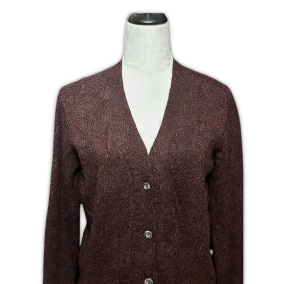 Old Navy Cardigan Button-Up Front Academia Style Long Sleeves Solid Burgundy XS - Picture 2 of 8